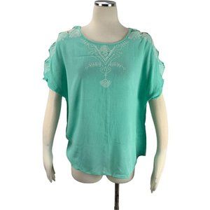 New Directions Medium Blouse Boho Tribal Shoulder